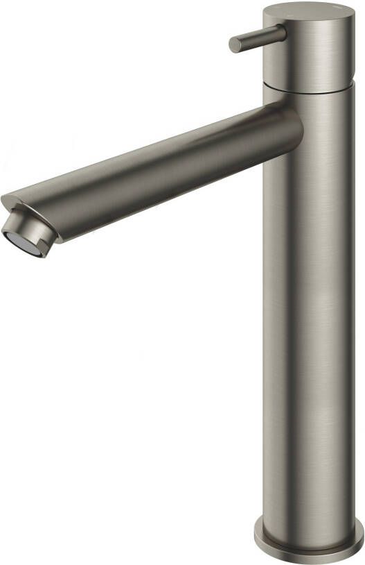 Hotbath Cobber ééhendel hoge wastafelmengkraan 28 6 centimeter hoog met rechte uitloop van 18 cm geborsteld nikkel - Foto 2