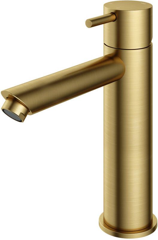 Hotbath Cobber middelhoge wastafelmengkraan met rechte uitloop zonder waste geborsteld messing PVD CB003MSBBP - Foto 3