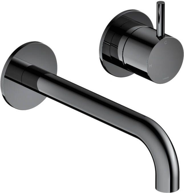 Hotbath Cobber afbouwdeel inbouw wastafelmengkraan met 18 cm uitloop zwart chroom CB005EXT18BK