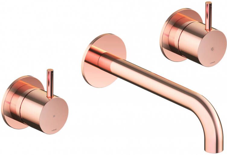 Hotbath Cobber afbouwdeel inbouw wastafelmengkraan 3-gats met 18 cm uitloop roze goud