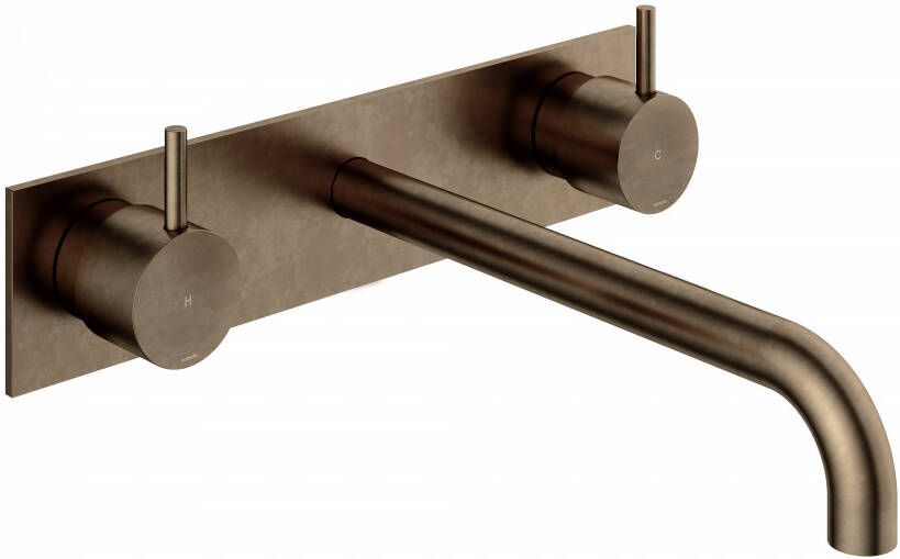 Hotbath Cobber afbouwdeel wastafelmengkraan met achterplaat en 25 cm uitloop verouderd messing CB006TEXT25AB