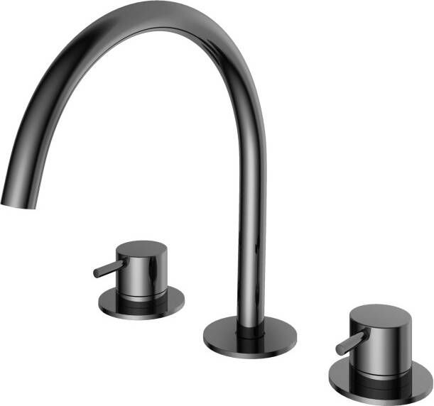 Hotbath Cobber tweegreeps wastafelmengkraan 26 1 cm hoog met gebogen uitloop van 22 1 cm chroom zwart - Foto 3