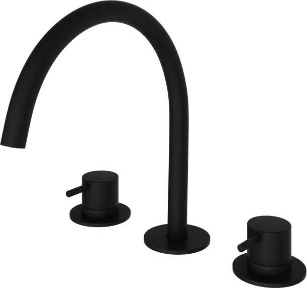 Hotbath Cobber tweegreeps wastafelmengkraan 26 1 cm hoog met gebogen uitloop van 22 1 cm mat zwart