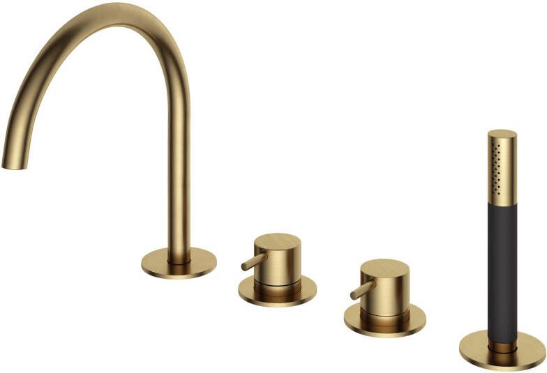 Hotbath Cobber Badrandcombinatie met draaibare mengkraan 2 functies omstel en handdouche Living Colours Verouderd messing CB073AB - Foto 5
