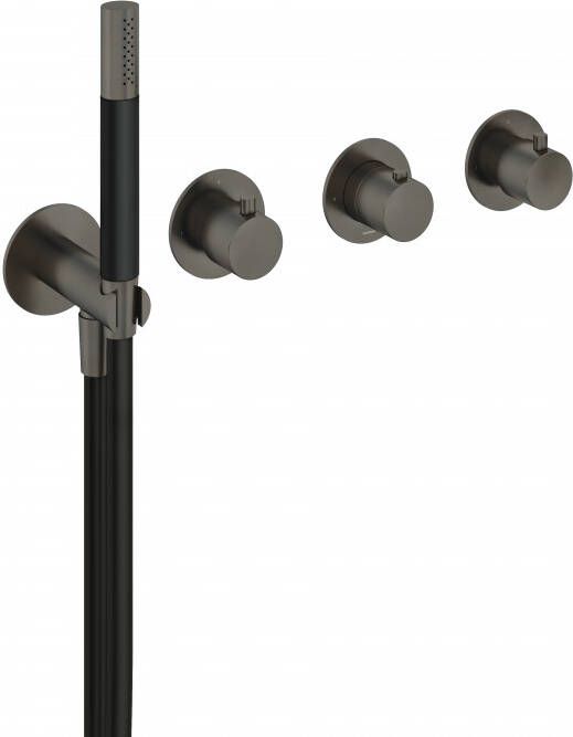 Hotbath Cobber CB7071 inbouw thermostaat met 2 stopkranen en handdouche verouderd ijzer