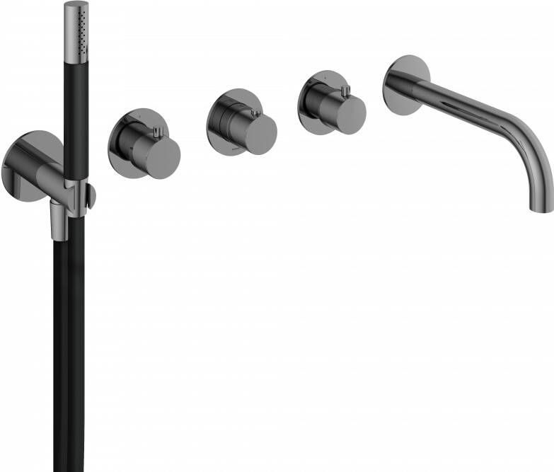 Hotbath Cobber afbouwdeel voor inbouwthermostaat geschikt voor bad douche met uitloop HBCB7072 zwart-chroom