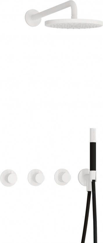 Hotbath Cobber IBS70 Regendoucheset inbouw 38.5cm wandarm 20cm ronde hoofddouche staafhanddouche wit mat IBS70WH