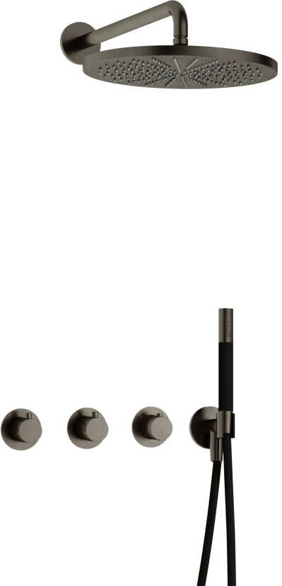 Hotbath Cobber complete thermostatische douche inbouwset cobber 70 met 2 stopkranen met 30 cm hoofddouche verouderd ijzer