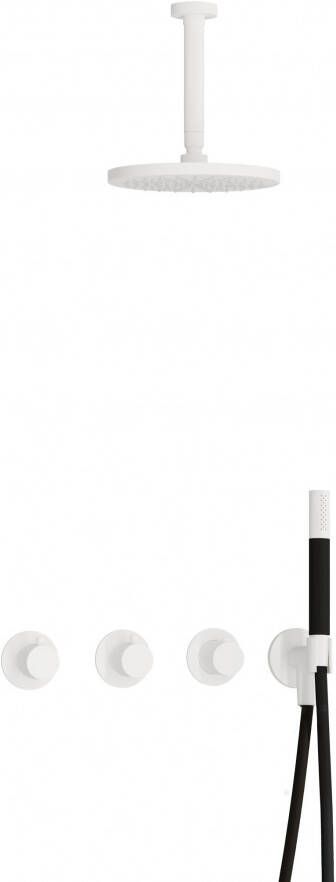 Hotbath Cobber IBS70 Regendoucheset inbouw 15cm plafondarm 20cm ronde hoofddouche staafhanddouche wit mat IBS70WH2