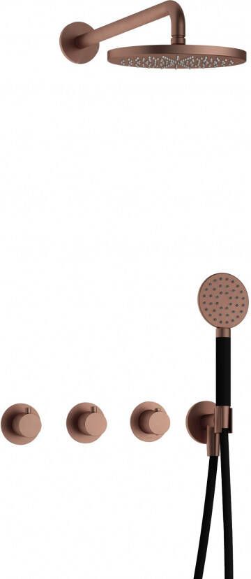 Hotbath Cobber IBS70 Regendoucheset inbouw 38.5cm wandarm 20cm ronde hoofddouche ronde handdouche koper geborsteld PVD IBS70BCP1