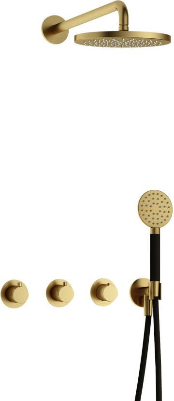 Hotbath Cobber IBS70 Regendoucheset inbouw 38.5cm wandarm 20cm ronde hoofddouche 3 standen handdouche geborsteld messing PVD IBS70BBP1 - Foto 2