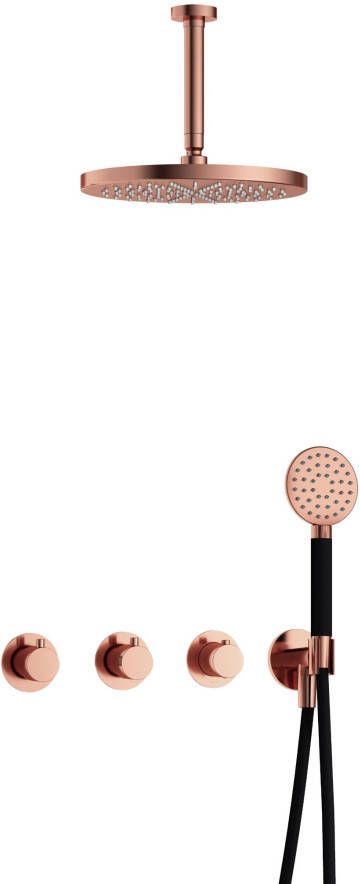 Hotbath Cobber complete thermostatische douche inbouwset cobber 70 met 2 stopkranen met ronde handdouche plafondbuis 15 cm en 30 cm hoofddouche mat - Foto 2