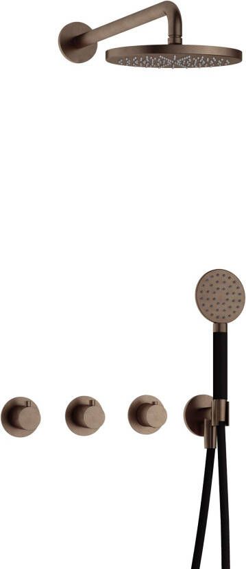Hotbath Cobber IBS70 Regendoucheset inbouw 38.5cm wandarm 20cm ronde hoofddouche 3 standen handdouche verouderd messing IBS70AB1