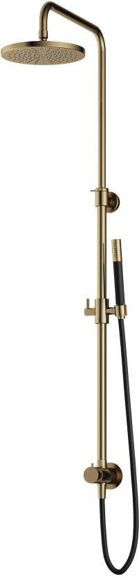 Hotbath Cobber M438 regendoucheset met omstel en 150cm doucheslang met 20cm ronde hoofddouche ronde handdouche messing gepolijst M438NB - Foto 2