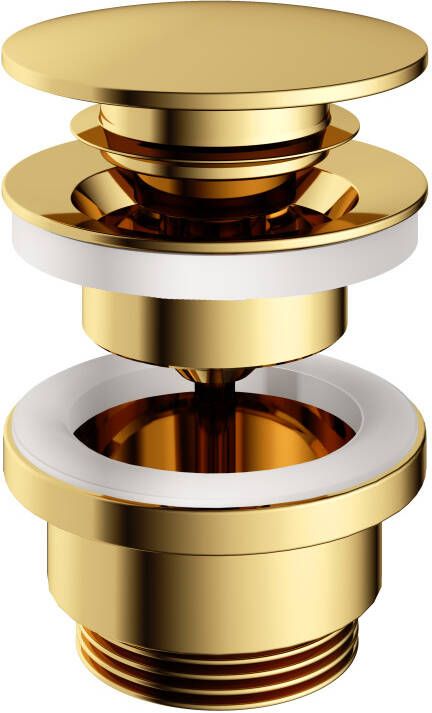 Hotbath Clickwaste Cobber Afvoerplug met Schroef Rond Gepolijst Messing PVD