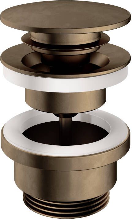 Hotbath Clickwaste Cobber Afvoerplug met Schroef Rond Verouderd Messing Living Colours