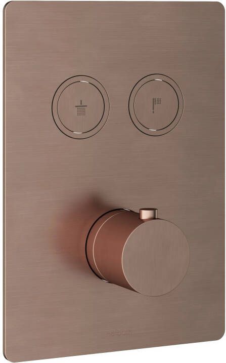 Hotbath Cobber afbouwdeel inbouwthermostaat met 3 pushbuttons verticale plaatsing geborsteld messing (goud) PVD PB050EXTBBP - Foto 10