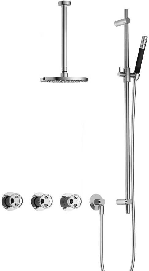 Hotbath Cobber IBSW70 Regendoucheset inbouw 30cm plafondarm 20cm ronde hoofddouche staafhanddouche glijstang chroom IBSW70CR37