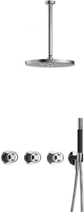 Hotbath Cobber IBSW70 Regendoucheset inbouw 30cm plafondarm 30cm ronde hoofddouche staafhanddouche chroom IBSW70CR35