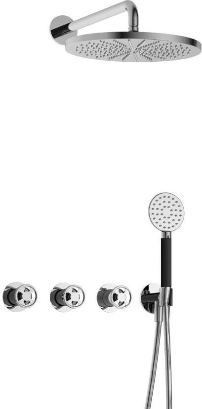 Hotbath Cobber IBSW70 Regendoucheset inbouw 38.5cm wandarm 30cm ronde hoofddouche 3 standen handdouche chroom IBSW70CR15