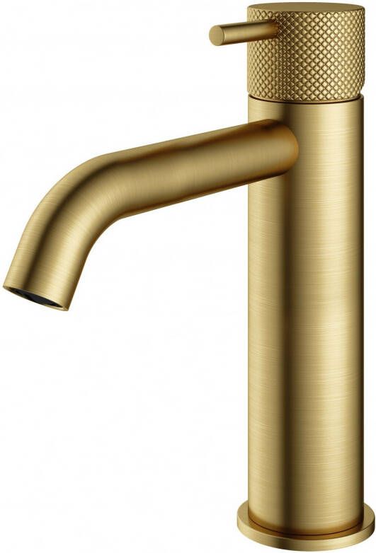 Hotbath Cobber X wastafelmengkraan zonder waste medium 21 6 x 13 5 cm geborsteld messing PVD