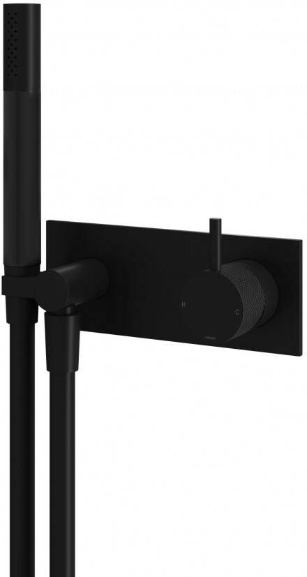 Hotbath Cobber X afbouwdeel voor inbouw douchemengkraan met staafhanddouche en doucheslang 7 x 18 cm mat zwart - Foto 2