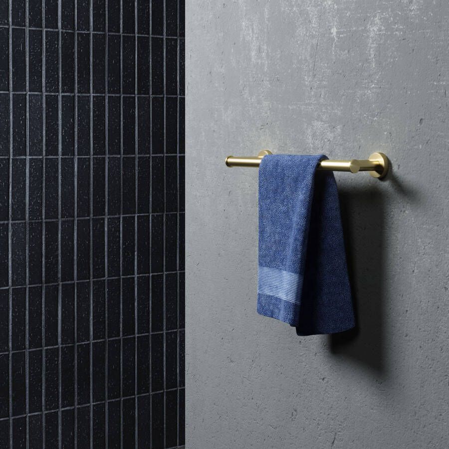 Hotbath Cobber X handdoekhouder 4 x 34 x 8 3 cm geborsteld messing PVD - Foto 4