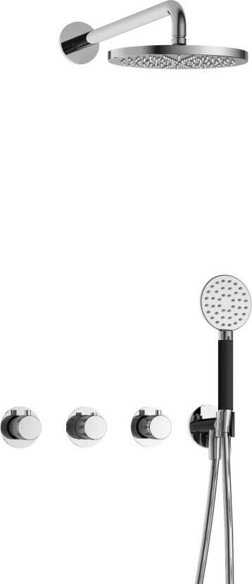 Hotbath Cobber X IBSX70 Regendoucheset inbouw hoofddouche 20cm Wandarm 38.5cm handdouche rond 3 standen Chroom IBSX70CR1