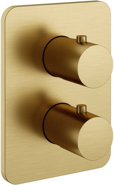 Hotbath Gal afbouwdeel voor inbouw douchethermostaat met 2-weg stop-omstel 18 x 13 cm geborsteld messing PVD