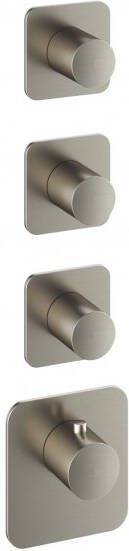 Hotbath Gal afbouwdeel voor High Flow thermostaat met 3 stopkranen horizontaal verticaal geborsteld nikkel PVD - Foto 1