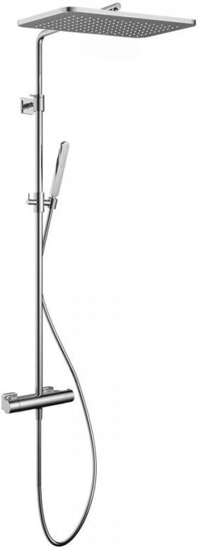 Hotbath Gal thermostatische regendoucheset met 27x40cm rechtoekige hoofddouche staafhanddouche chroom SDSGL9CR5
