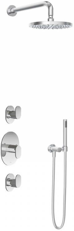 Hotbath Friendo inbouw douche set met 2 stopkranen IBS5 geborsteld nikkel 3 standen handdouche plafondbuis 30cm douchekop 30cm (incl. glijstang) - Foto 13