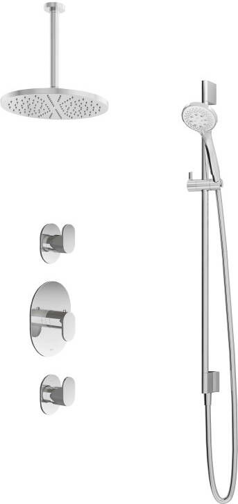 Hotbath IBS 5 Get Together inbouw doucheset Friendo chroom met ronde 3-standen handdouche plafondbuis 15cm hoofddouche 25cm wandsteun