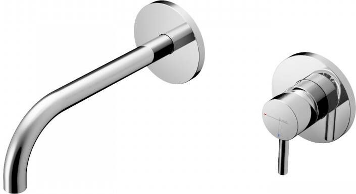 Hotbath Laddy L005J inbouw wastafelmengkraan met gebogen uitloop geborsteld nikkel - Foto 2