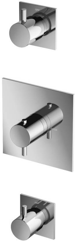 Hotbath Inbouw Douchekraan Laddy Thermostaat 2 Stopkraan Vierkant Chroom - Foto 3