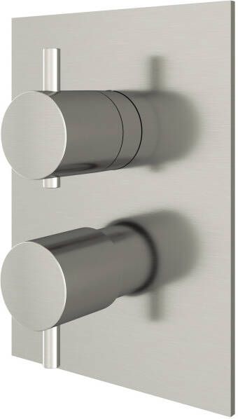 Hotbath Inbouw Douchekraan Laddy Thermostatisch 2-Weg Stop-Omstel Vierkant Geborsteld Nikkel