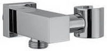 Hotbath Mate vierkante wanduitlaat met verstelbare handdouchehouder geborsteld nikkel - Foto 2