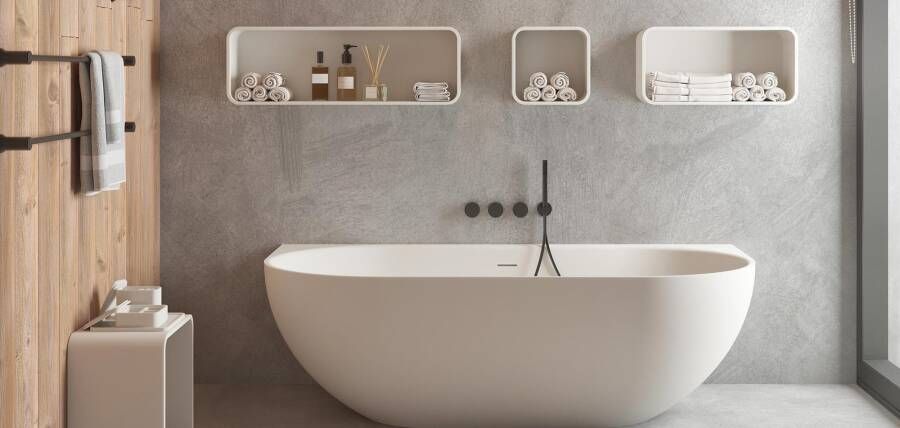 Ideavit SolidNova solid surface muur-gemonteerd bovenkant ligbad 180x80cm