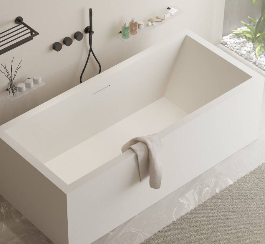 Ideavit Solidvitas vrijstaand solid surface bad mat wit 180x80cm
