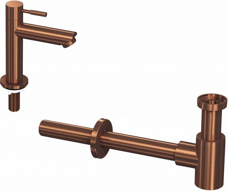 Ink 1B combi set Combi set 1B fonte raan staand laag en design sifon Mat rose goud xx mm (bxdxh)