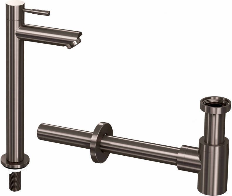 Ink 2B combi set Combi set 2B fonte raan staand hoog en design sifon Metal black xx mm (bxdxh)