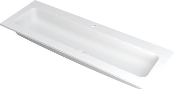 Ink Faktor Wastafel polystone centraal met 1 kraangat Mat wit 1400x450x15 mm (bxdxh)