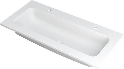 Ink Faktor Wastafel polystone centraal met 2 kraangaten Mat wit 1000x450x15 mm (bxdxh)