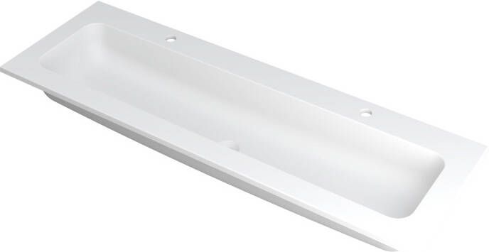 Ink Faktor Wastafel polystone centraal met 2 kraangaten Mat wit 1400x450x15 mm (bxdxh)