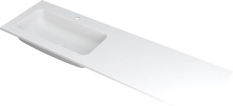 INK Faktor wastafel 160x45x1.5cm 1 wasbak l s 1 kraangat polystone wit mat 3407245