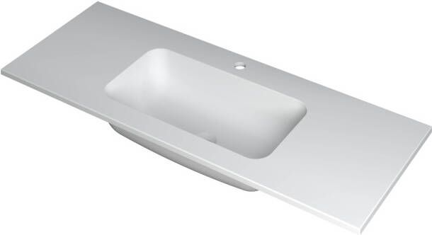 Ink Faktor Wastafel polystone midden met 1 kraangat Mat wit 1200x450x15 mm (bxdxh)