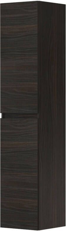 Ink Hoge kast universeel 2 deuren greeploos houten keerlijst en 4 glazen planchettes Intens eiken 350x370x1690 mm (bxdxh) - Foto 1