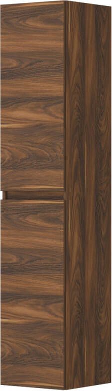 Ink Hoge kast universeel 2 deuren greeploos houten keerlijst en 4 glazen planchettes Noten 350x370x1690 mm (bxdxh)