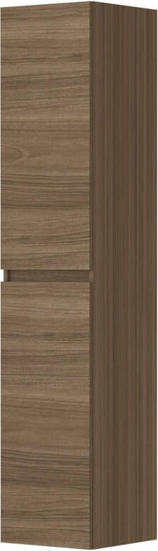 Ink Hoge kast universeel 2 deuren greeploos houten keerlijst en 4 glazen planchettes Zuiver eiken 350x370x1690 mm (bxdxh)