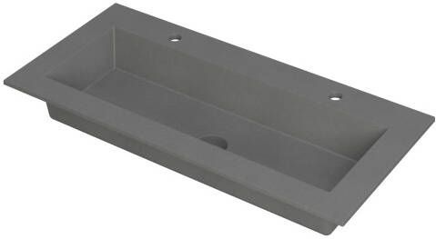 INK Kraft wastafel quartz enkele bak 2 kraangaten 100x45x1cm quartz grijs
